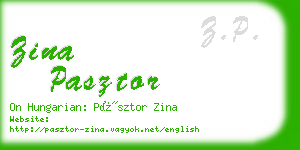 zina pasztor business card